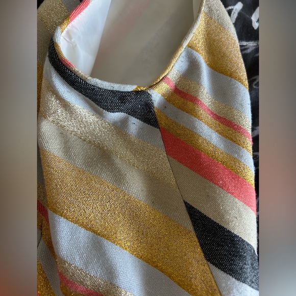 J.Crew Gold Orange Denim Metallic Stripe Dress - Picture 8 of 9